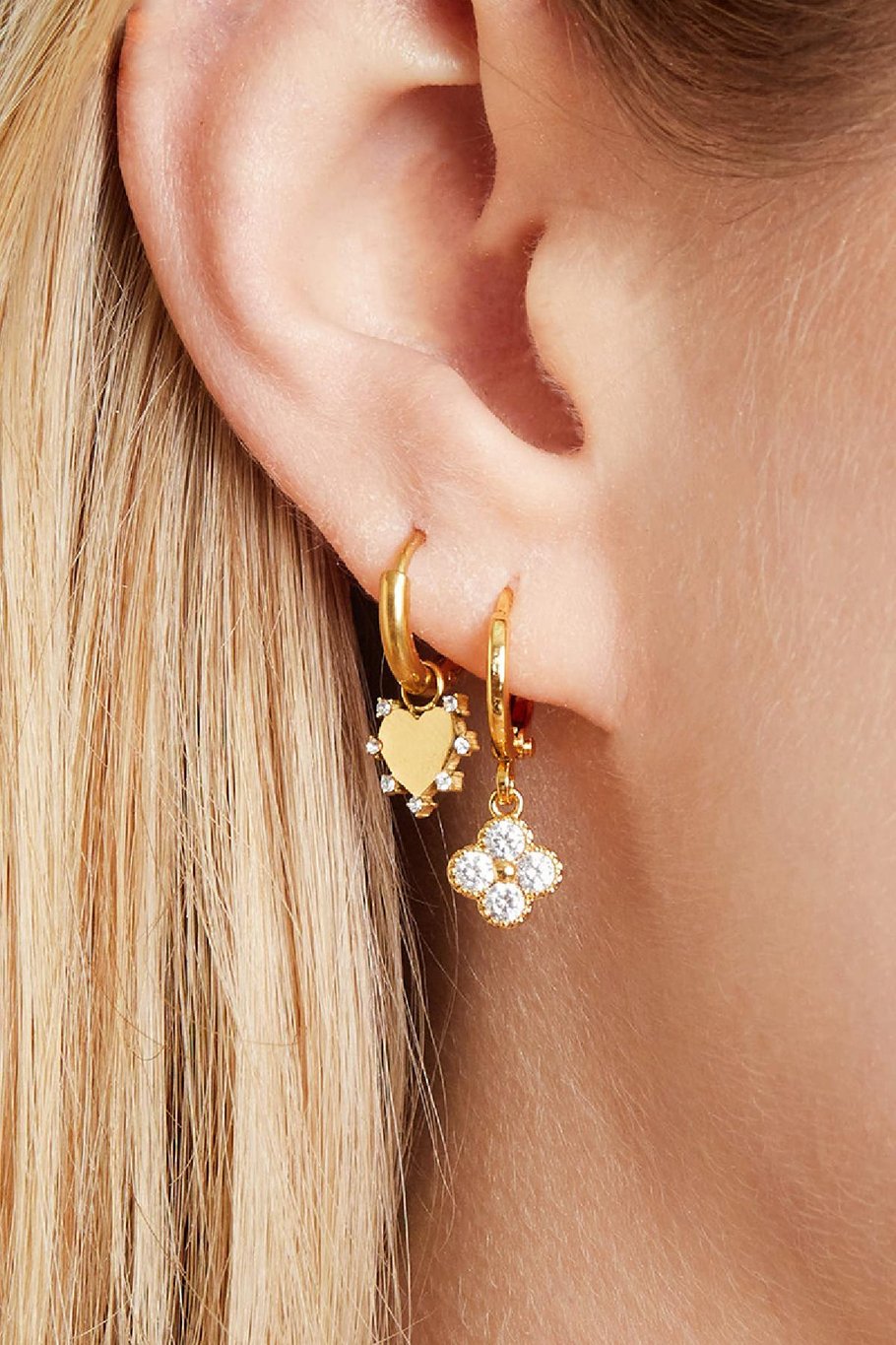 Earrings Clover Gold Color Copper Picture3
